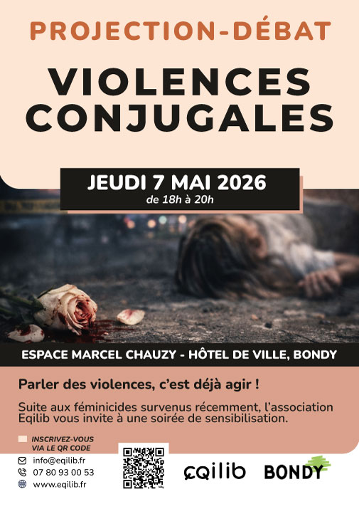 STOP Violences conjugales – Jeudi 7 Mai 2026 – Soirée projection-débat – Esplanade Marcel Chauzy à Bondy